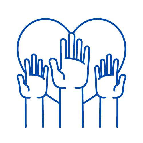 Ikonka rąk podniesionych do góry - Dział pomocy społecznej