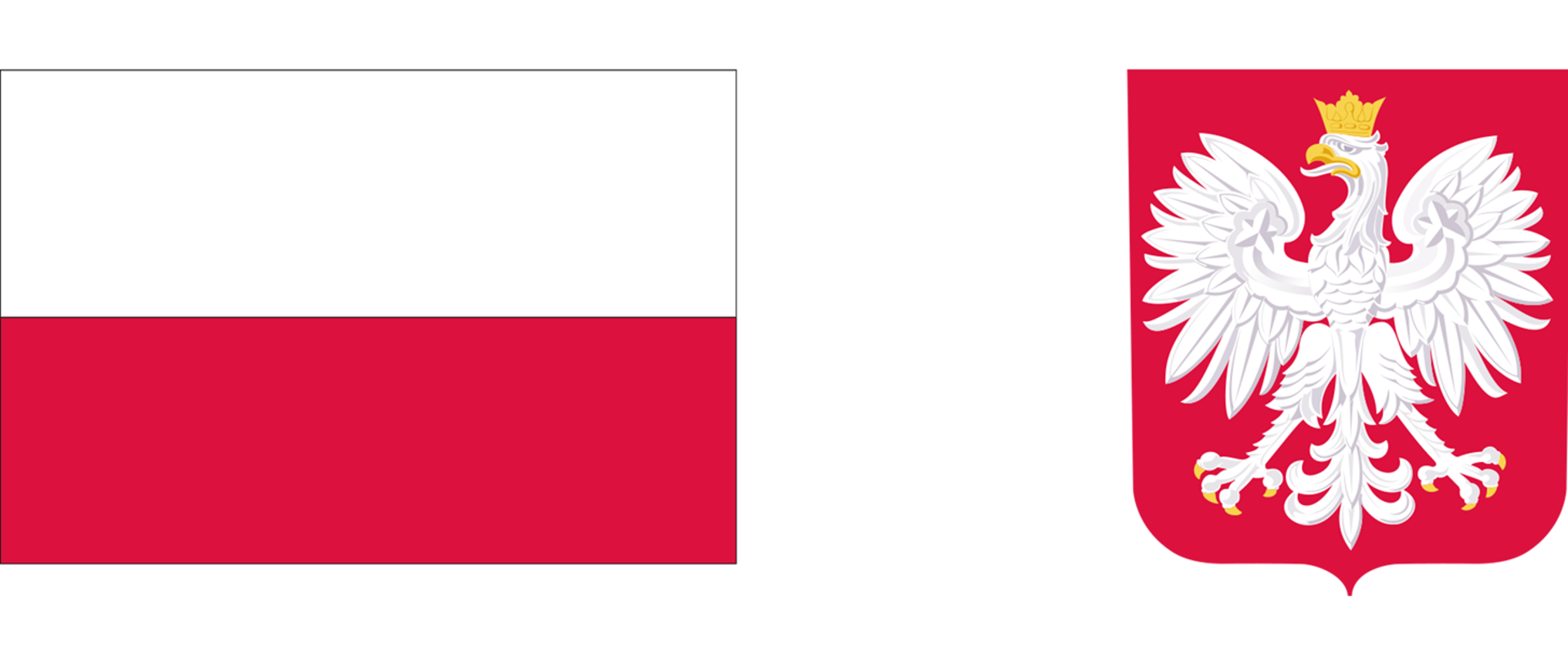 Obrazek przedstawia flagę oraz godło Polski
